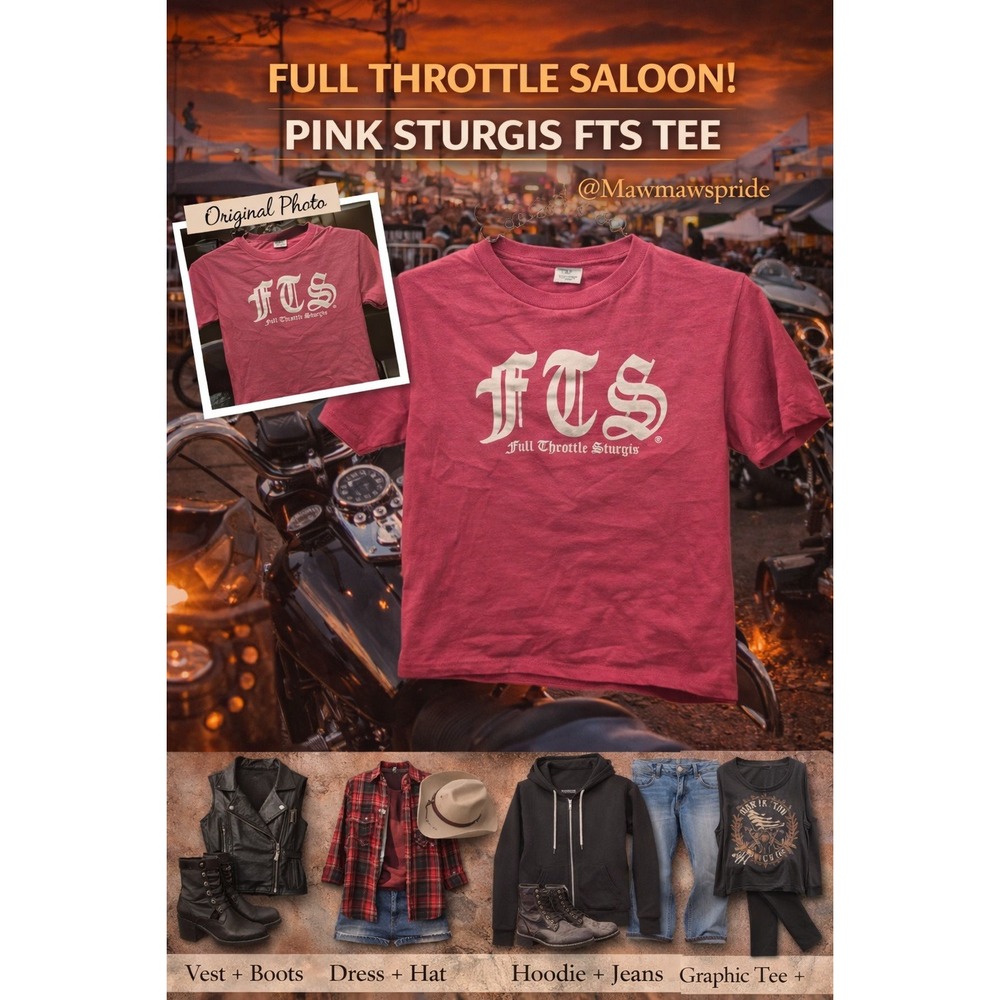 Full Throttle Sturgis Gildan FTS Pink Sturgis‎ Skull Biker Motorcycle Tee XS 190